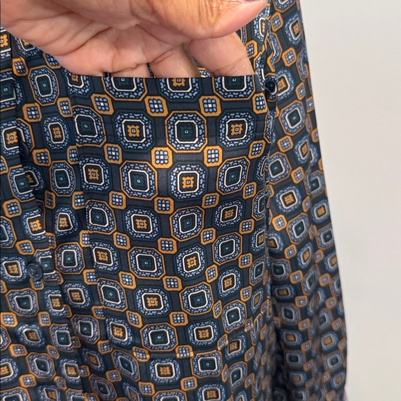 Banana Republic Blue & Orange Button Down Geometric Long Sleev Shirt Dress Sz XS - Picture 5 of 8